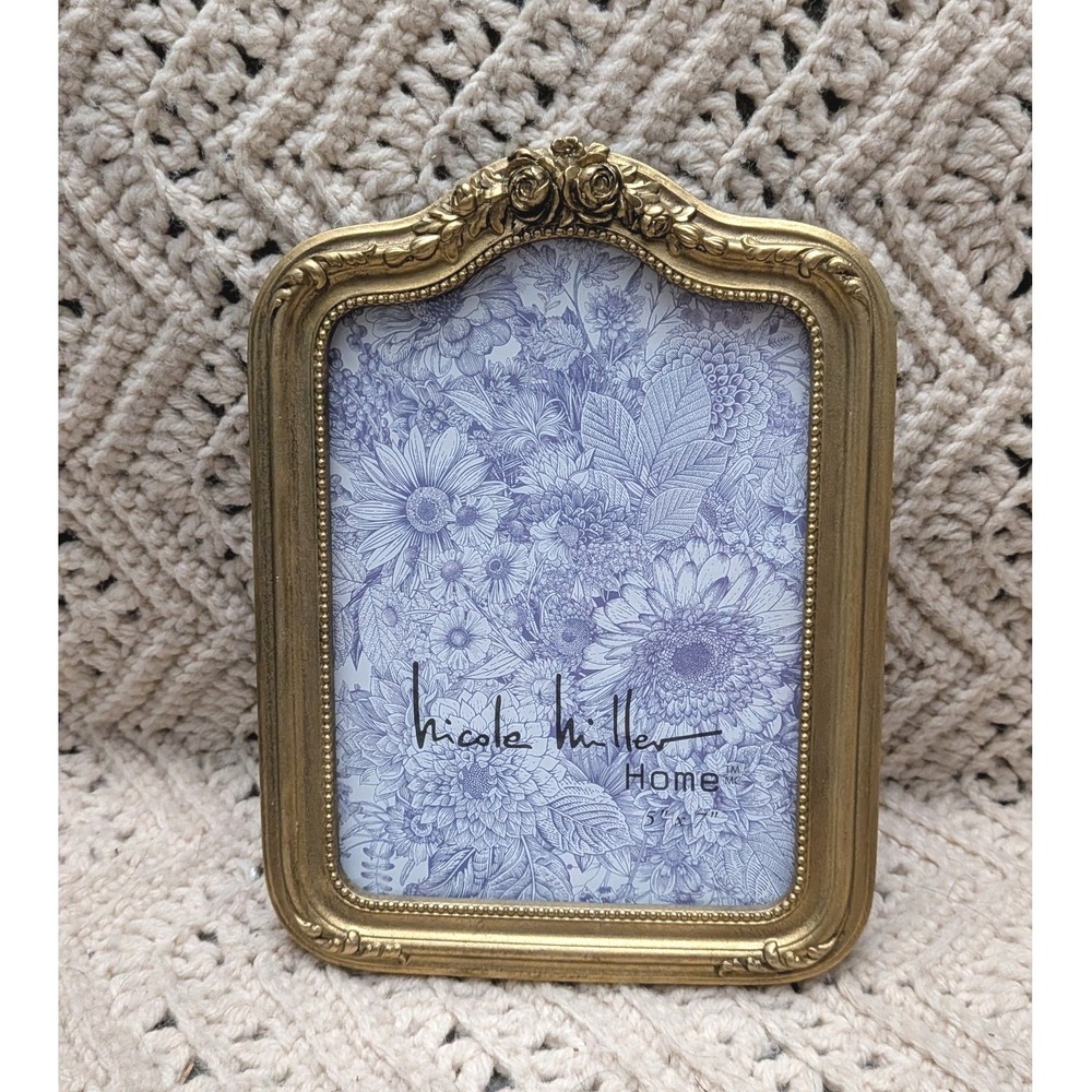 Nicole Miller Home Gold Ornate Rose Picture Frame 4x6 Vintage Style
